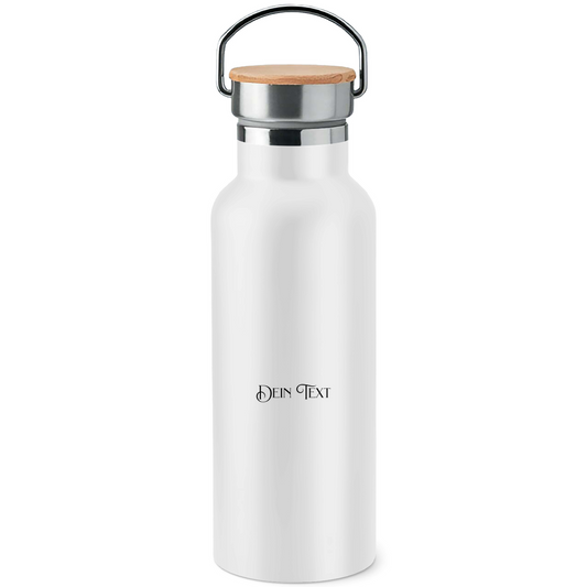Edelstahl-Trinkflasche mit Bambusdeckel .